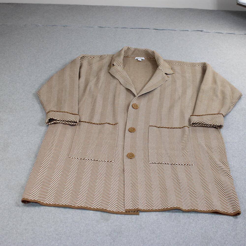 Nine West Coatigan Women 2X Beige Herringbone Jacket Pocket Duster Long Stretch